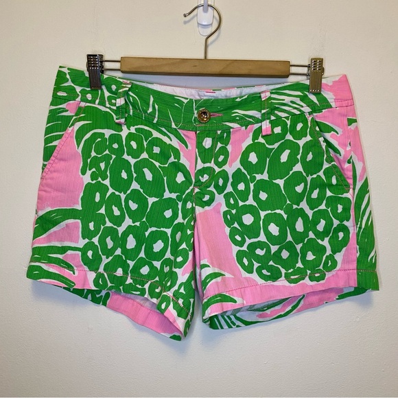 LILLY PULITZER Callahan Pineapple Print Shorts 5” Pink Pout Flamenco Green Sz 6 - Picture 3 of 13